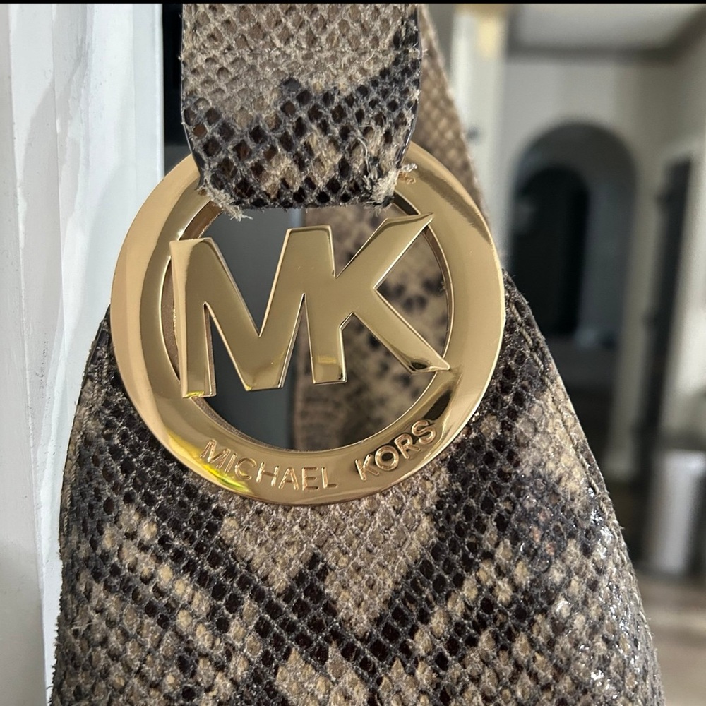 Michael Michael Kors Python Embossed Fulton Large… - image 8